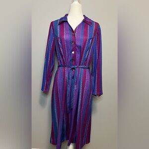 Vintage 1970’s Three R’s Striped MIDI Dress